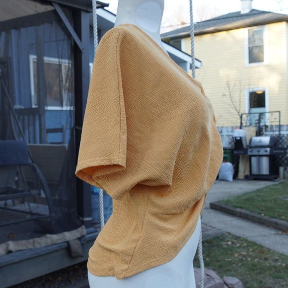 mustard tie up deep v crop top - Picture 6 of 7